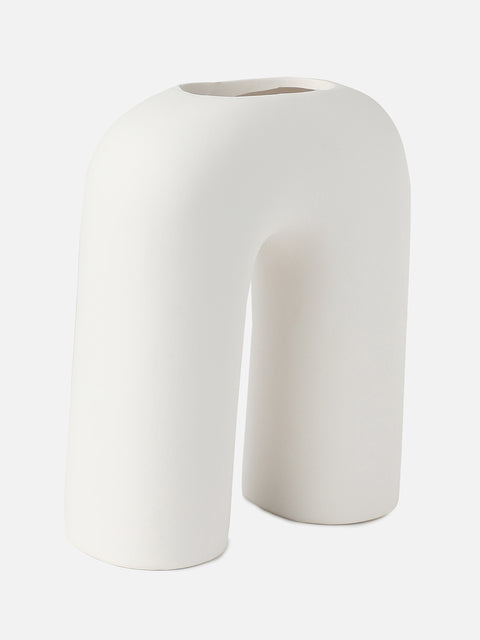 WHITE ABSTRACT SHAPED CERAMIC VASE